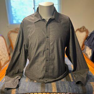 Apt 9 Premier Flex Slim Fit Gray Long Sleeve Dress Shirt XL